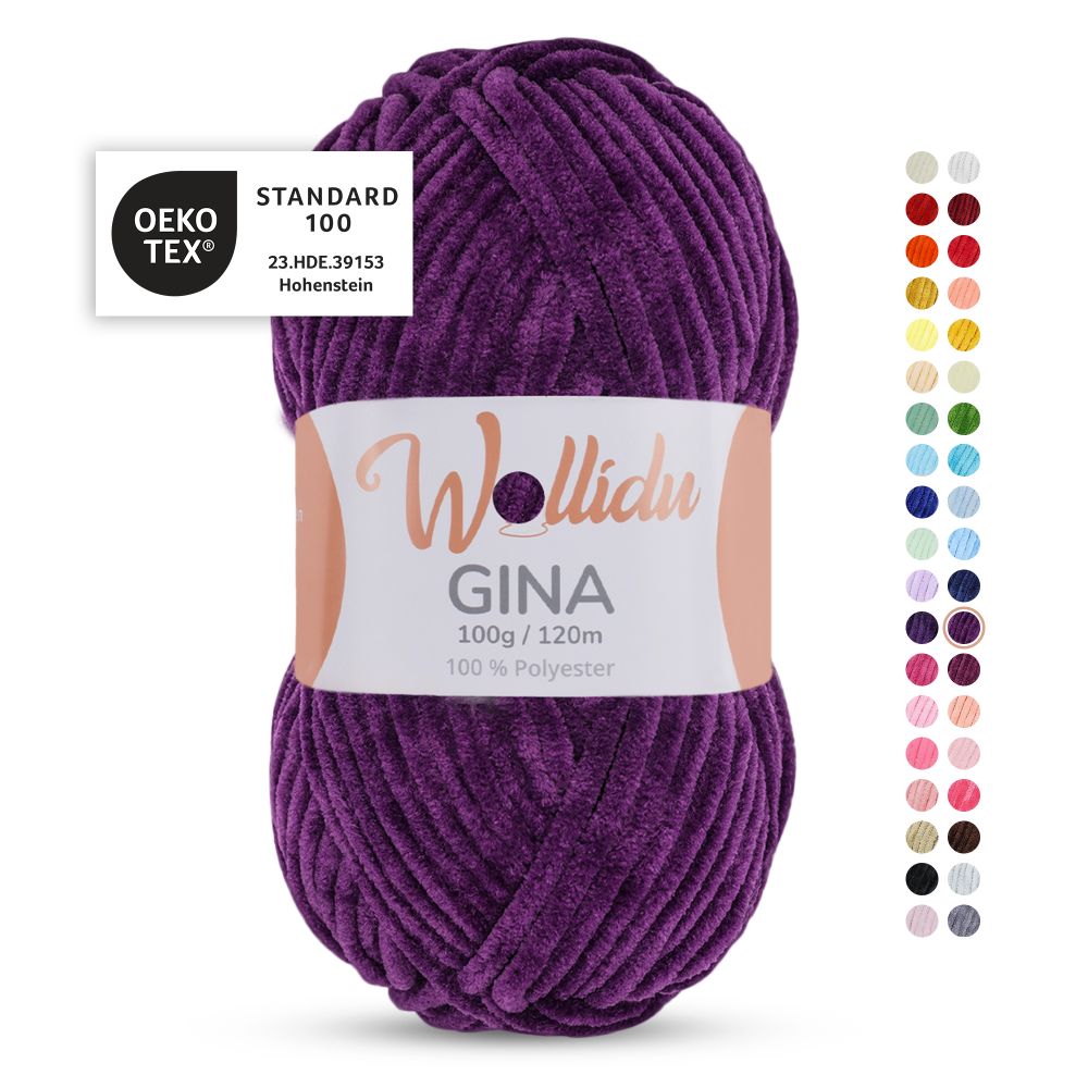 Chenille Garn 100g 120m – 100% Polyester – Wollidu Gina