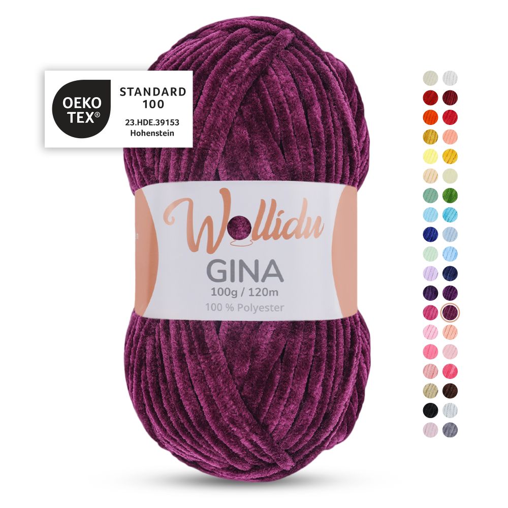 Chenille Garn 100g 120m – 100% Polyester – Wollidu Gina