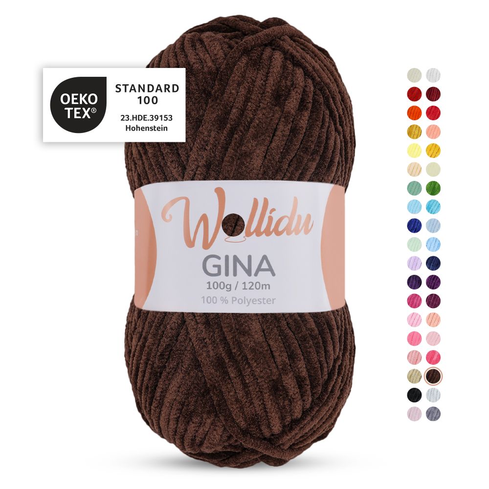 Chenille Garn 100g 120m – 100% Polyester – Wollidu Gina