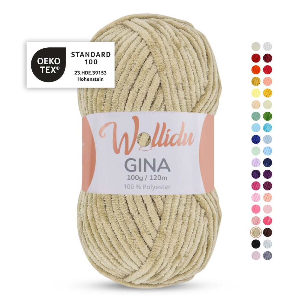 Chenille Garn 100g 120m – 100% Polyester – Wollidu Gina