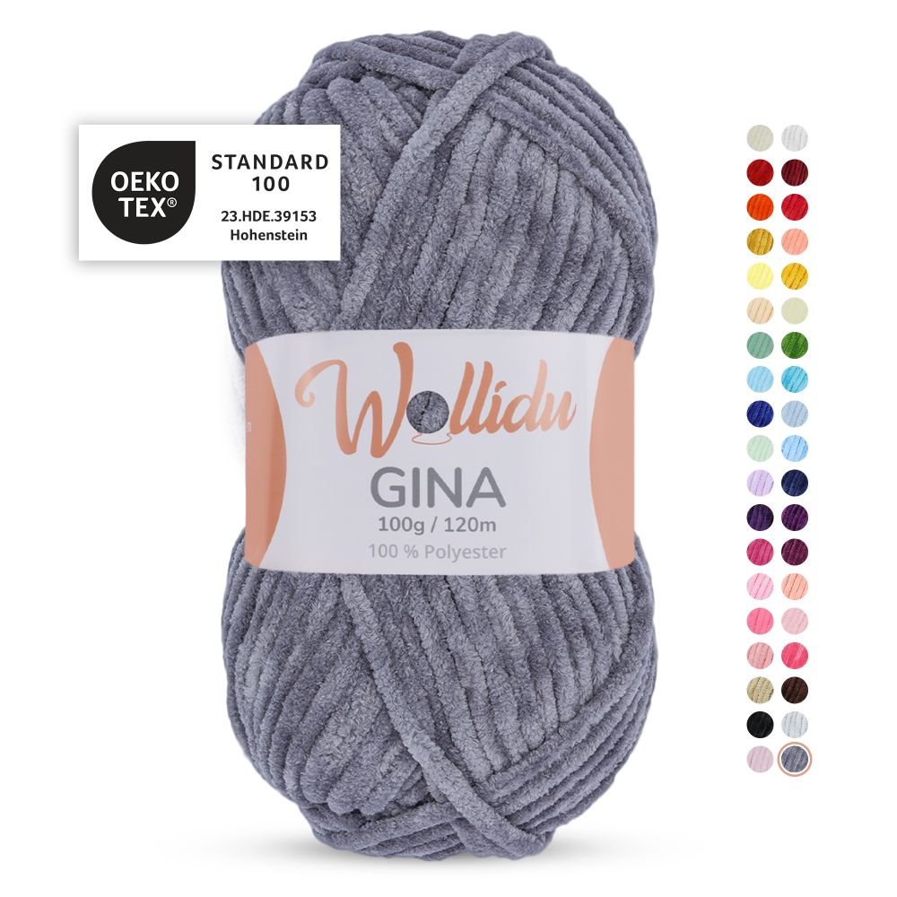Chenille Garn 100g 120m – 100% Polyester – Wollidu Gina
