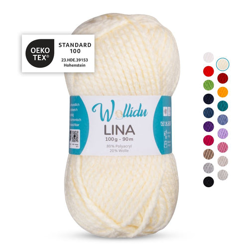 Acryl-Wollgarn 100g 90m – 80% Polyacryl 20% Wolle – Wollidu Lina