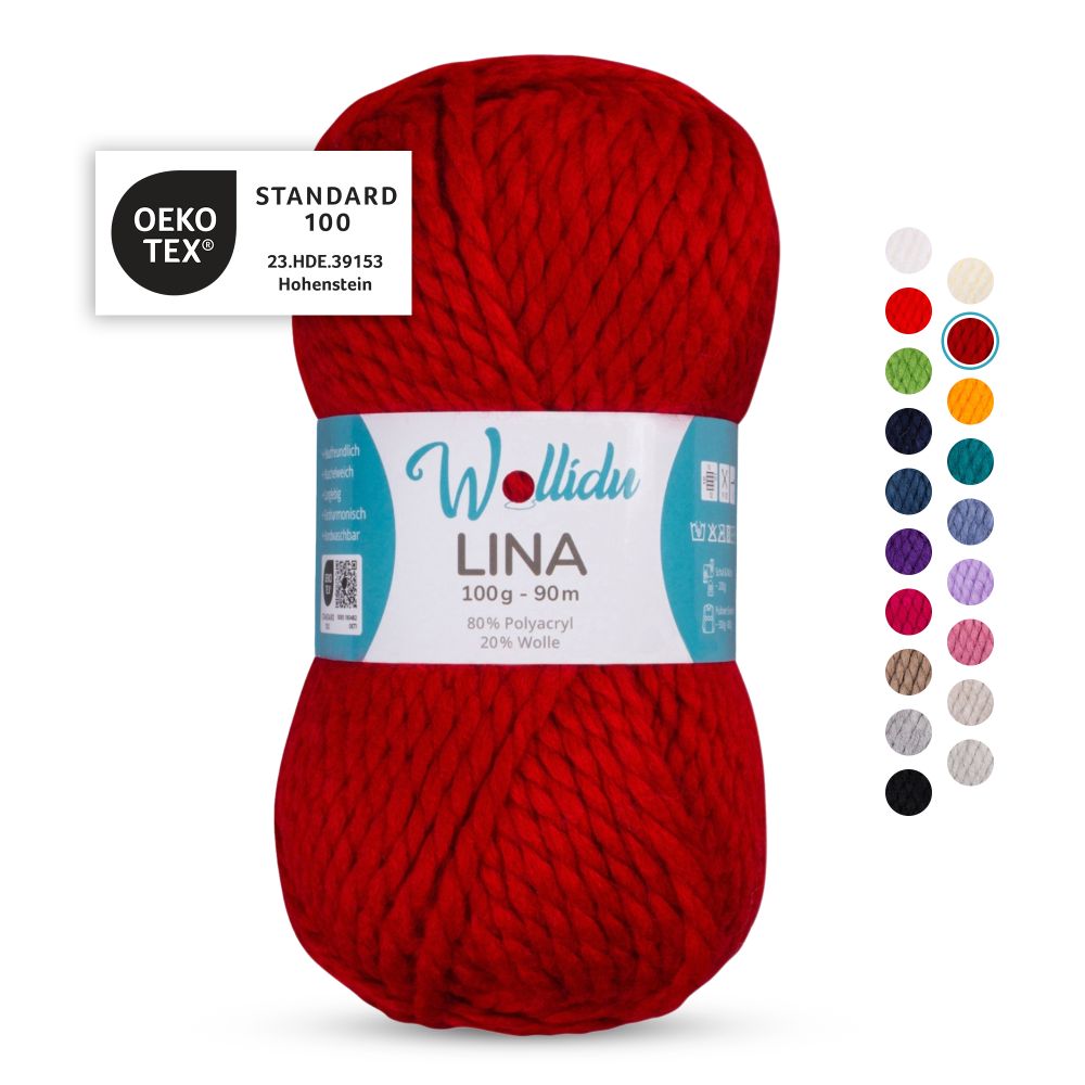 Acryl-Wollgarn 100g 90m – 80% Polyacryl 20% Wolle – Wollidu Lina