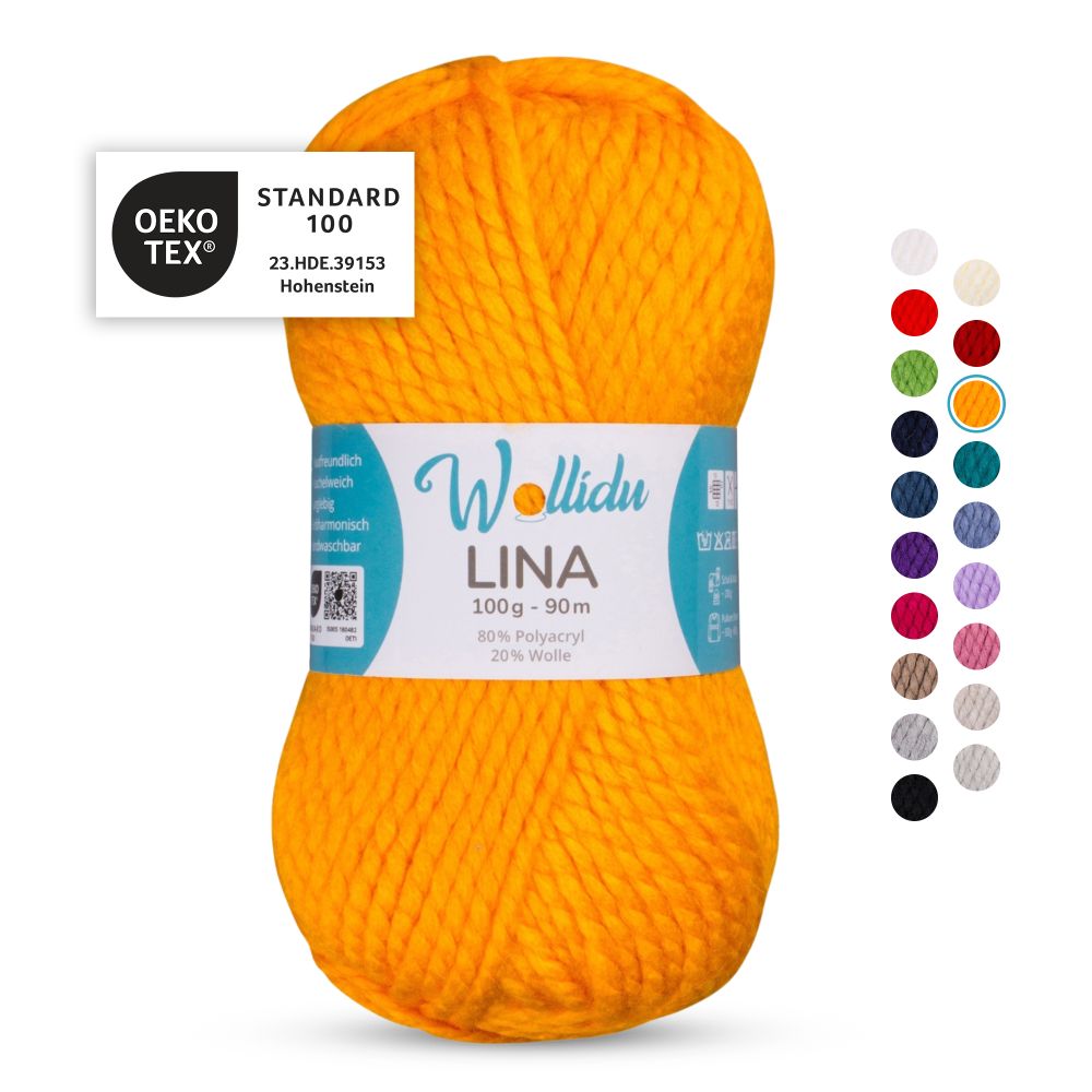 Acryl-Wollgarn 100g 90m – 80% Polyacryl 20% Wolle – Wollidu Lina