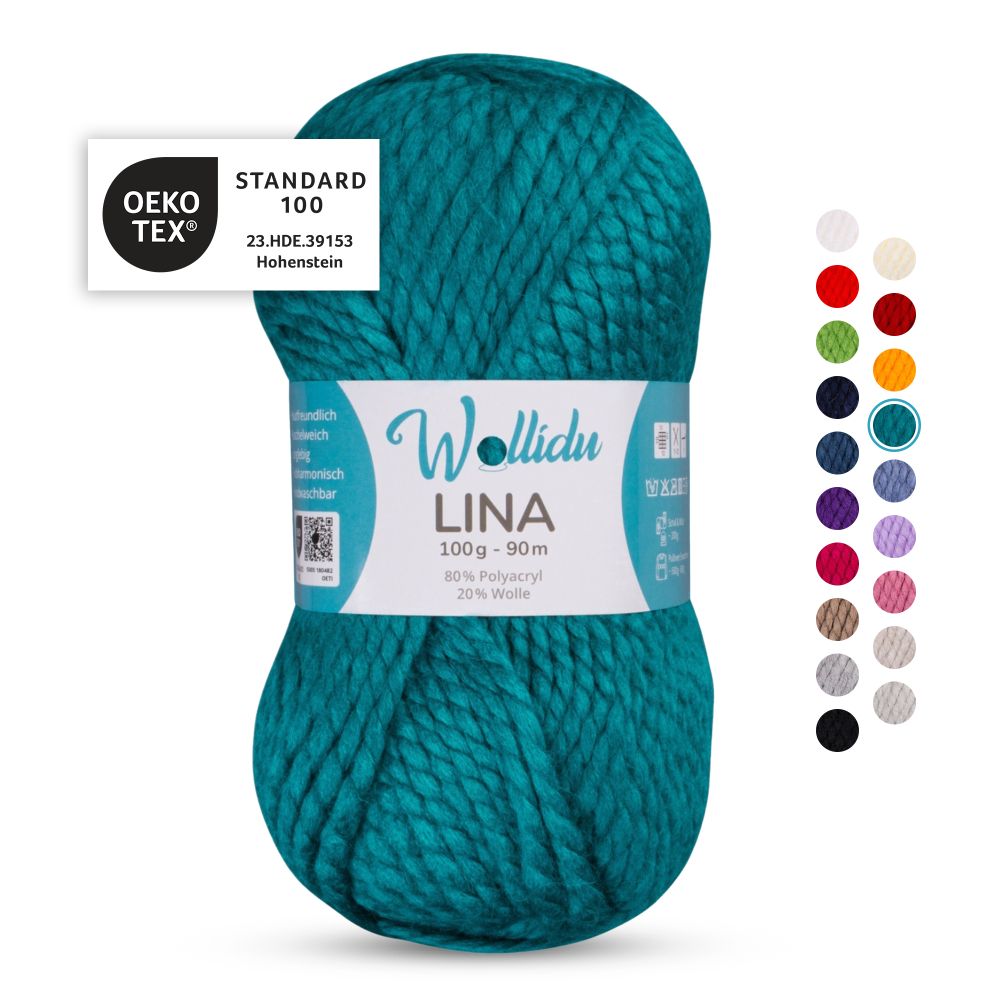 Acryl-Wollgarn 100g 90m – 80% Polyacryl 20% Wolle – Wollidu Lina