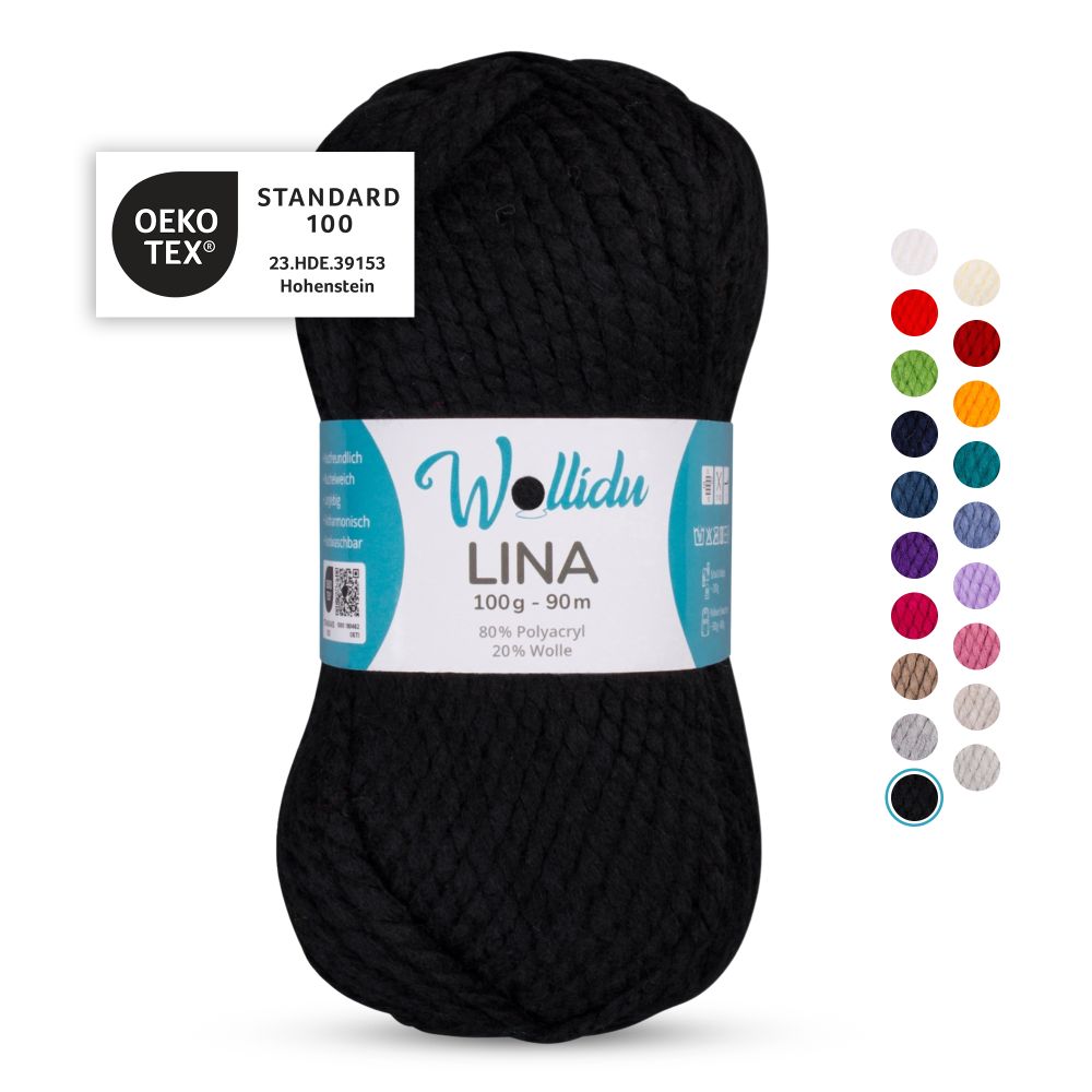 Acryl-Wollgarn 100g 90m – 80% Polyacryl 20% Wolle – Wollidu Lina