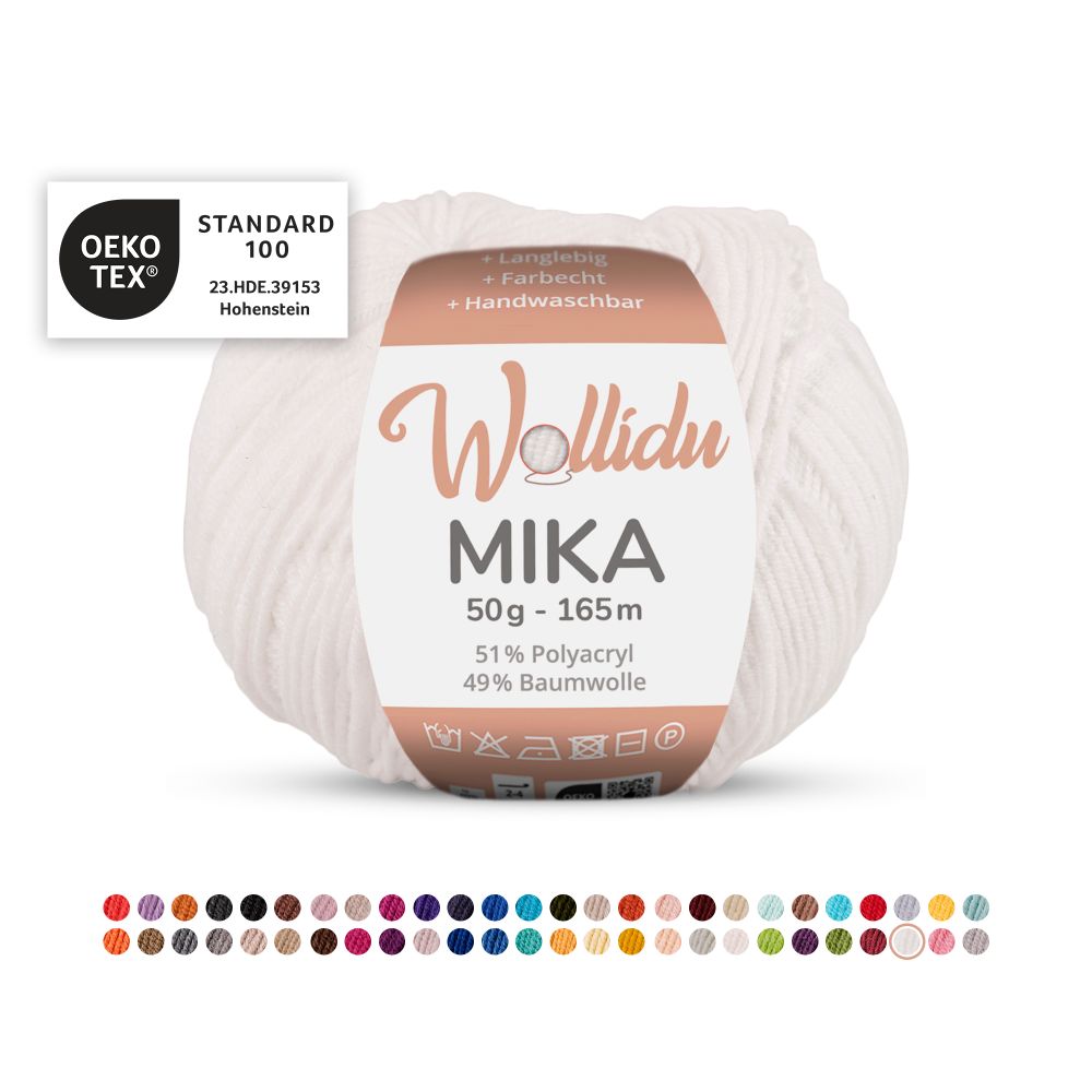 Baumwoll-Polyacryl Garn 50g 165m – 51% Polyacryl 49% Baumwolle – Wollidu Mika