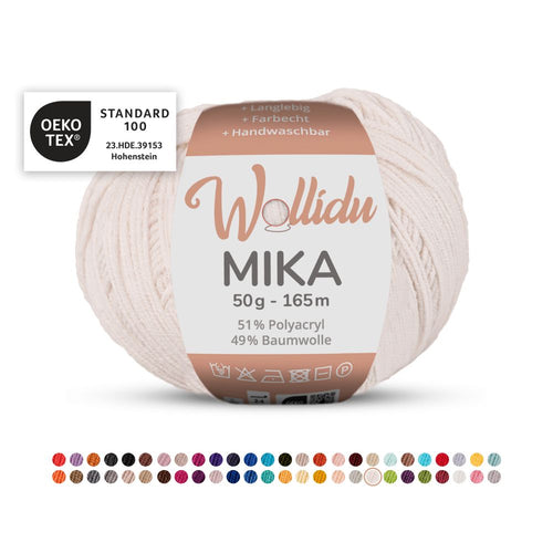 Baumwoll-Polyacryl Garn 50g 165m – 51% Polyacryl 49% Baumwolle – Wollidu Mika
