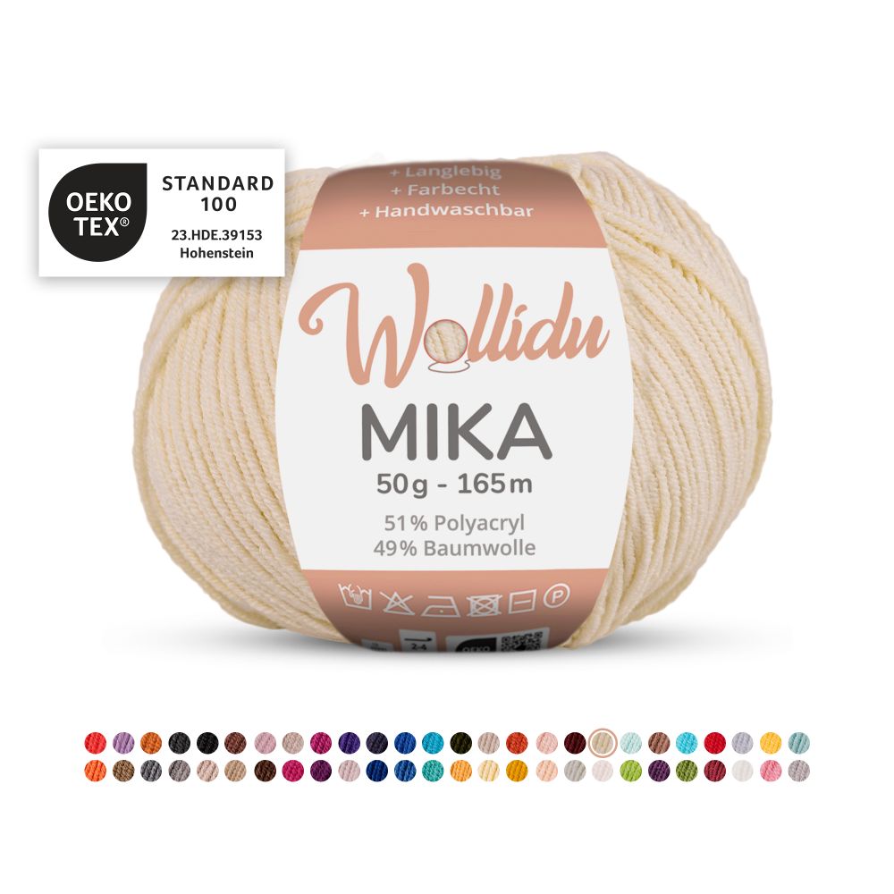 Baumwoll-Polyacryl Garn 50g 165m – 51% Polyacryl 49% Baumwolle – Wollidu Mika