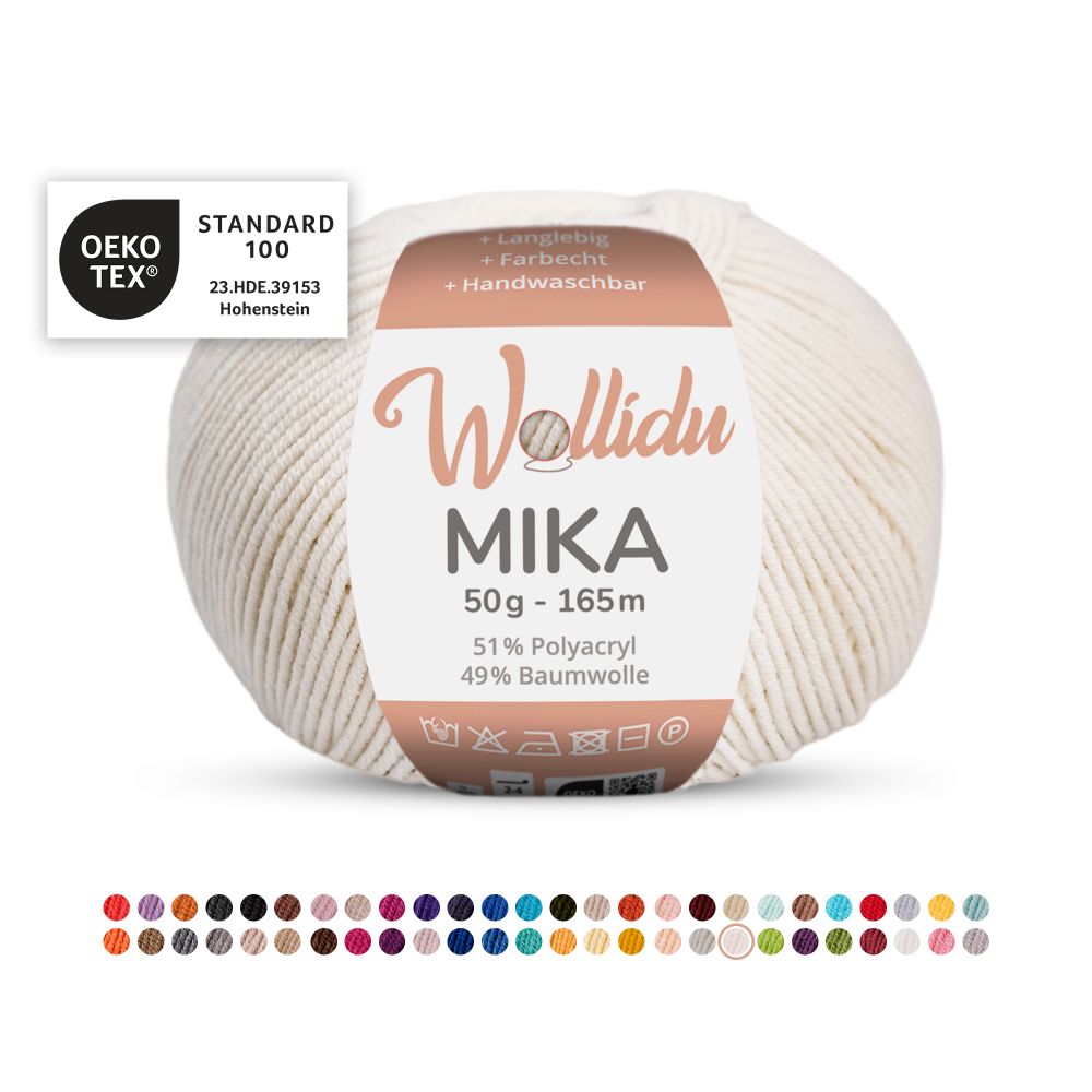 Baumwoll-Polyacryl Garn 50g 165m – 51% Polyacryl 49% Baumwolle – Wollidu Mika