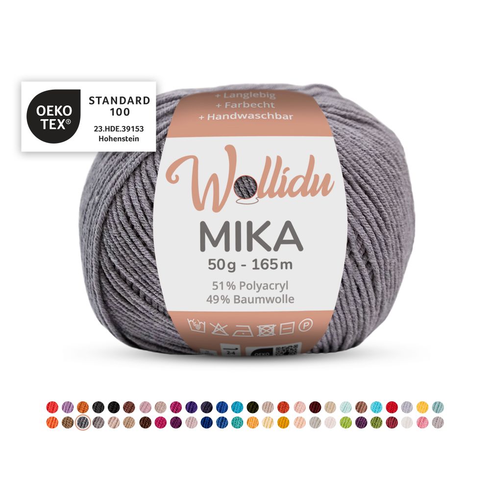 Baumwoll-Polyacryl Garn 50g 165m – 51% Polyacryl 49% Baumwolle – Wollidu Mika