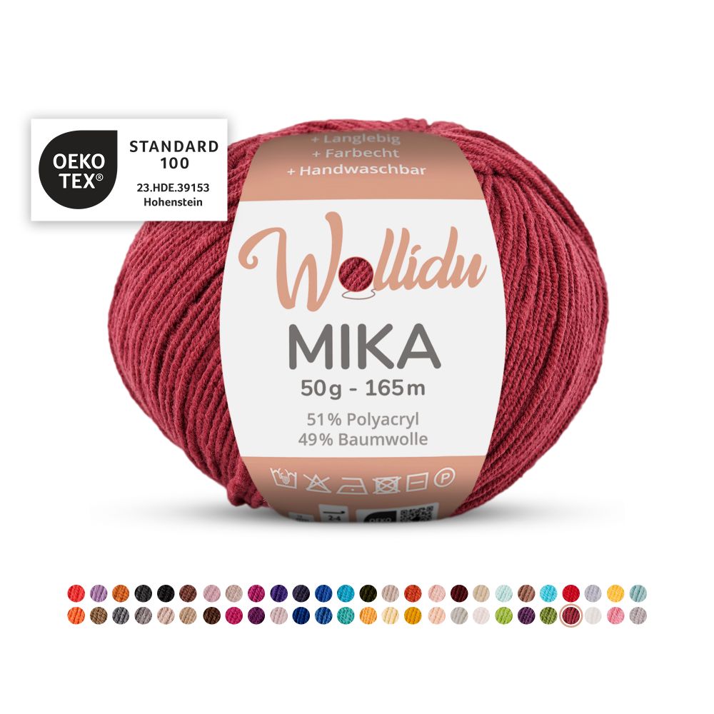 Baumwoll-Polyacryl Garn 50g 165m – 51% Polyacryl 49% Baumwolle – Wollidu Mika