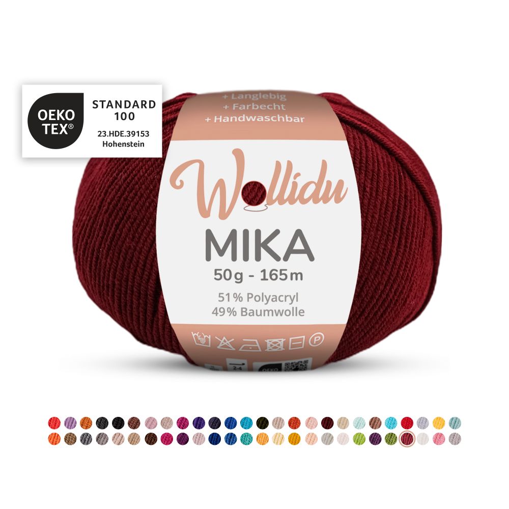 Baumwoll-Polyacryl Garn 50g 165m – 51% Polyacryl 49% Baumwolle – Wollidu Mika