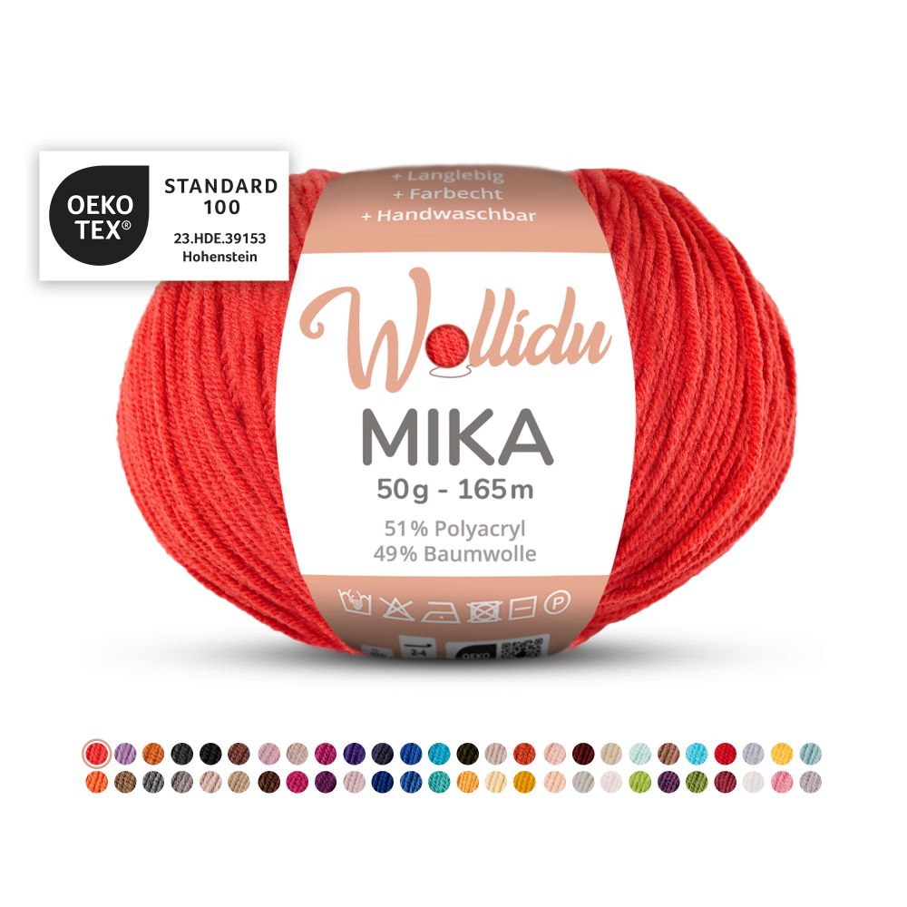 Baumwoll-Polyacryl Garn 50g 165m – 51% Polyacryl 49% Baumwolle – Wollidu Mika