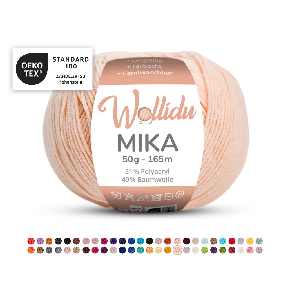 Baumwoll-Polyacryl Garn 50g 165m – 51% Polyacryl 49% Baumwolle – Wollidu Mika