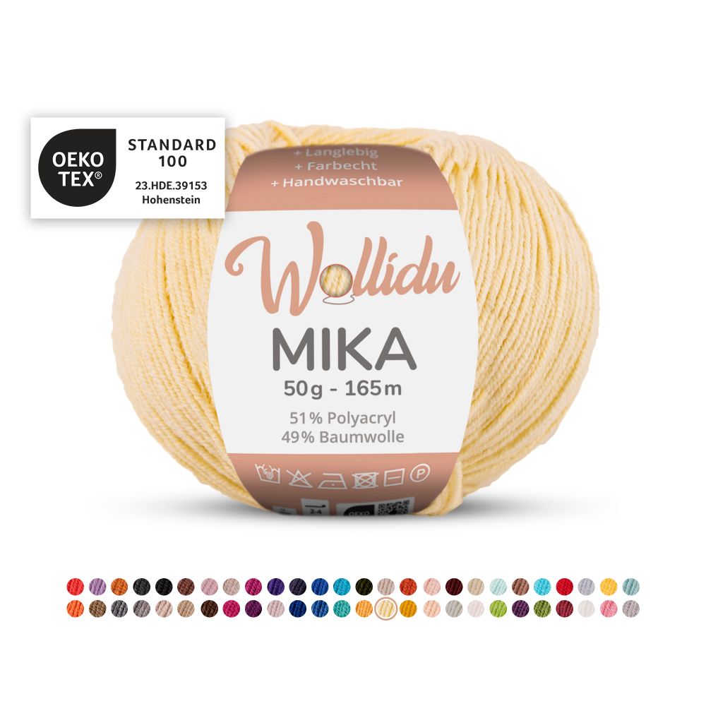 Baumwoll-Polyacryl Garn 50g 165m – 51% Polyacryl 49% Baumwolle – Wollidu Mika