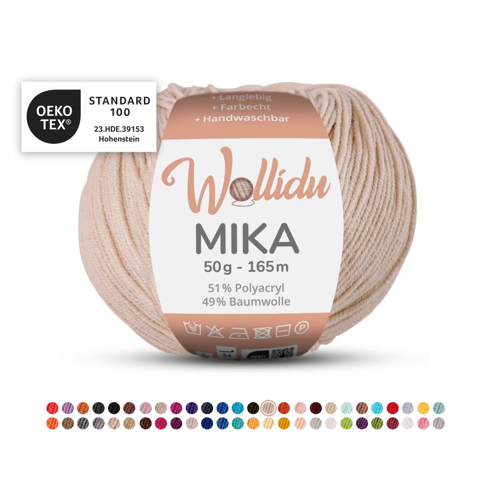 Baumwoll-Polyacryl Garn 50g 165m – 51% Polyacryl 49% Baumwolle – Wollidu Mika