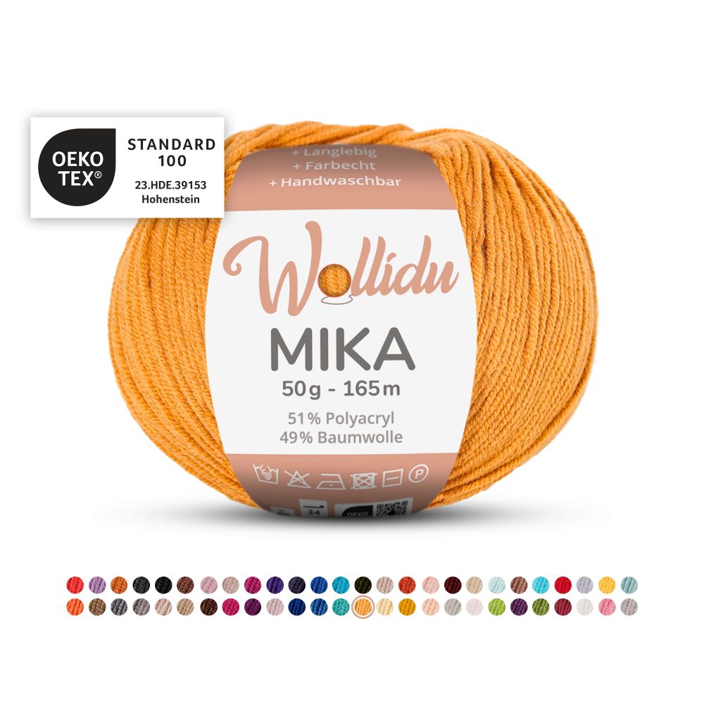 Baumwoll-Polyacryl Garn 50g 165m – 51% Polyacryl 49% Baumwolle – Wollidu Mika