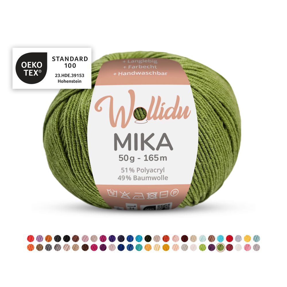 Baumwoll-Polyacryl Garn 50g 165m – 51% Polyacryl 49% Baumwolle – Wollidu Mika