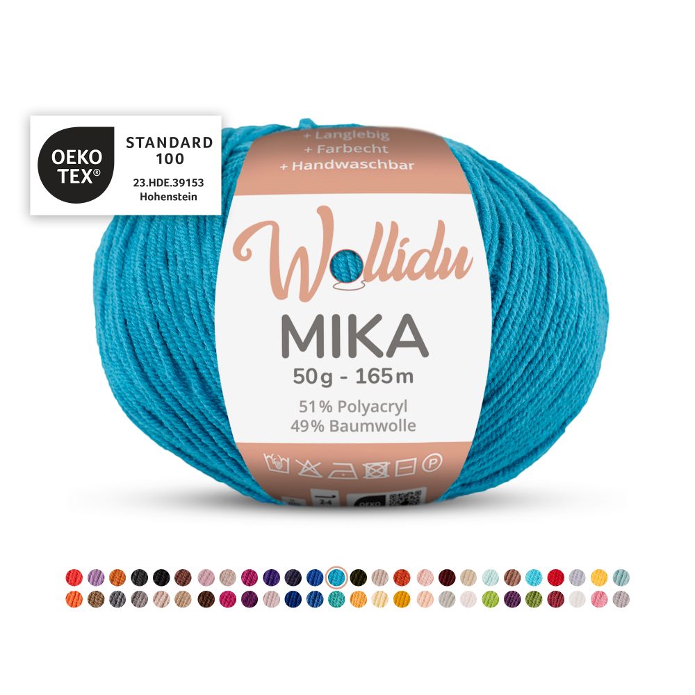 Baumwoll-Polyacryl Garn 50g 165m – 51% Polyacryl 49% Baumwolle – Wollidu Mika