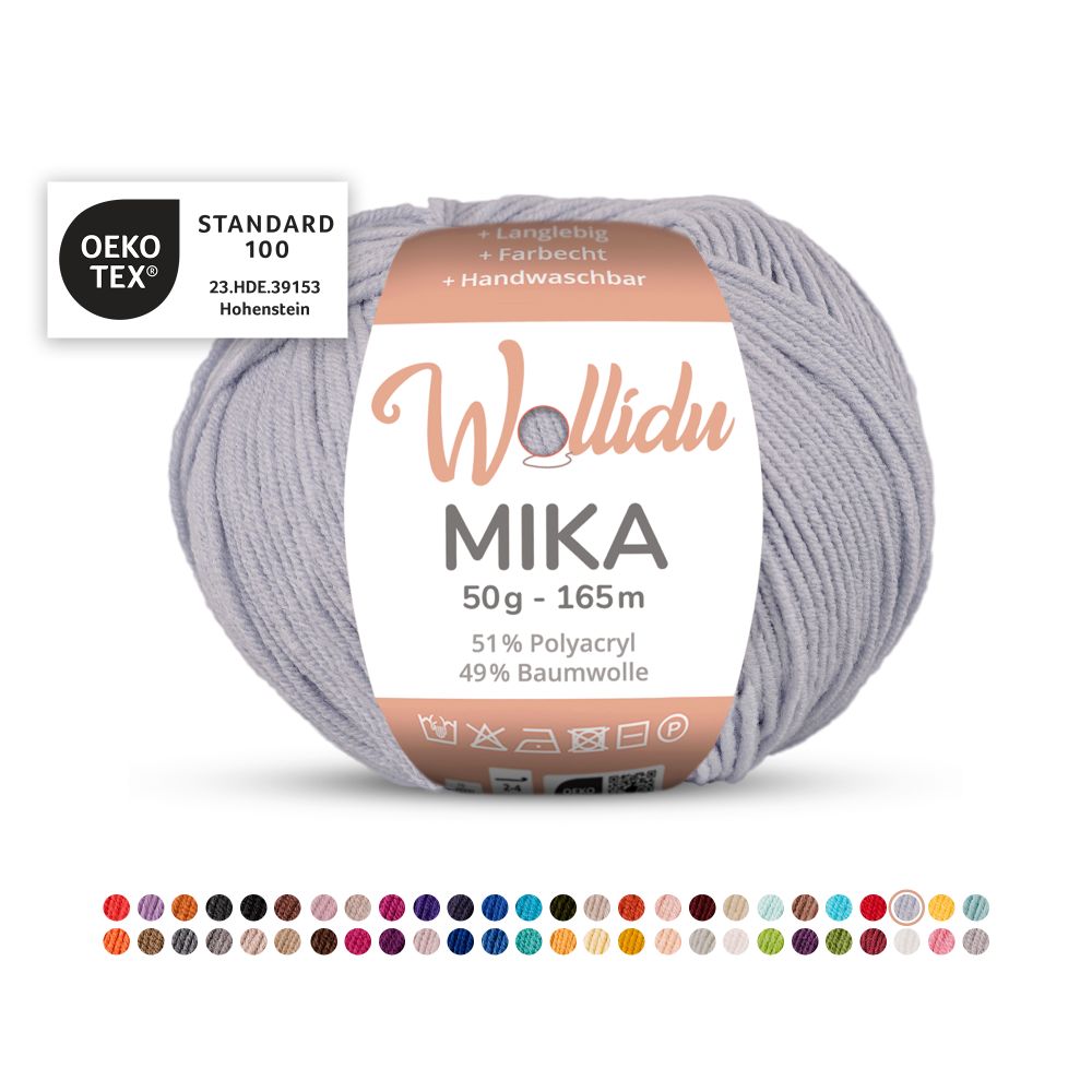 Baumwoll-Polyacryl Garn 50g 165m – 51% Polyacryl 49% Baumwolle – Wollidu Mika