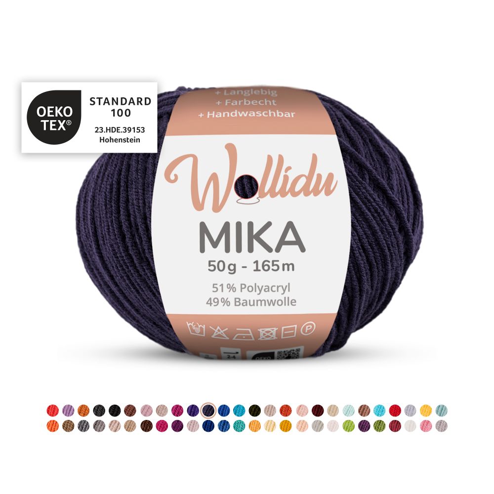 Baumwoll-Polyacryl Garn 50g 165m – 51% Polyacryl 49% Baumwolle – Wollidu Mika