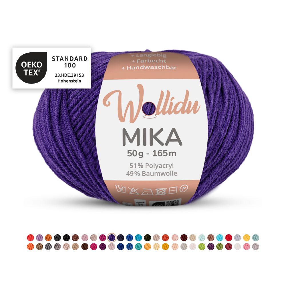 Baumwoll-Polyacryl Garn 50g 165m – 51% Polyacryl 49% Baumwolle – Wollidu Mika