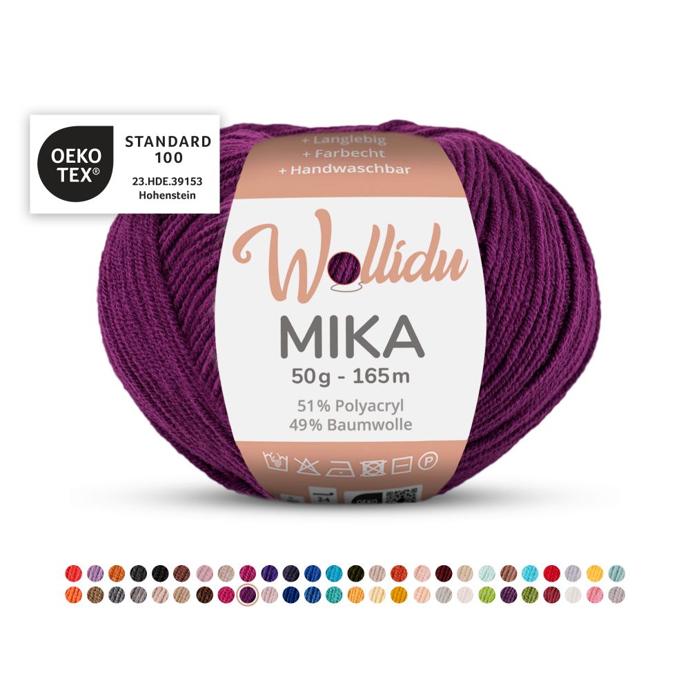 Baumwoll-Polyacryl Garn 50g 165m – 51% Polyacryl 49% Baumwolle – Wollidu Mika
