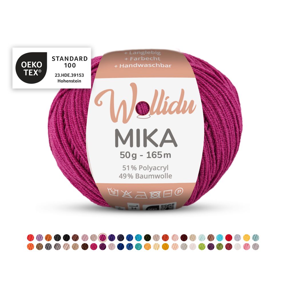 Baumwoll-Polyacryl Garn 50g 165m – 51% Polyacryl 49% Baumwolle – Wollidu Mika