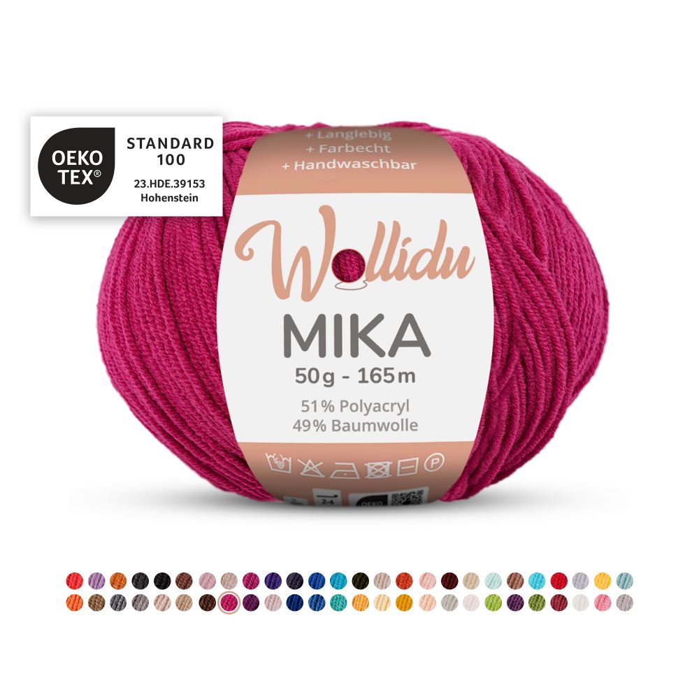 Baumwoll-Polyacryl Garn 50g 165m – 51% Polyacryl 49% Baumwolle – Wollidu Mika