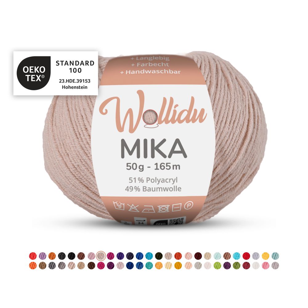 Baumwoll-Polyacryl Garn 50g 165m – 51% Polyacryl 49% Baumwolle – Wollidu Mika