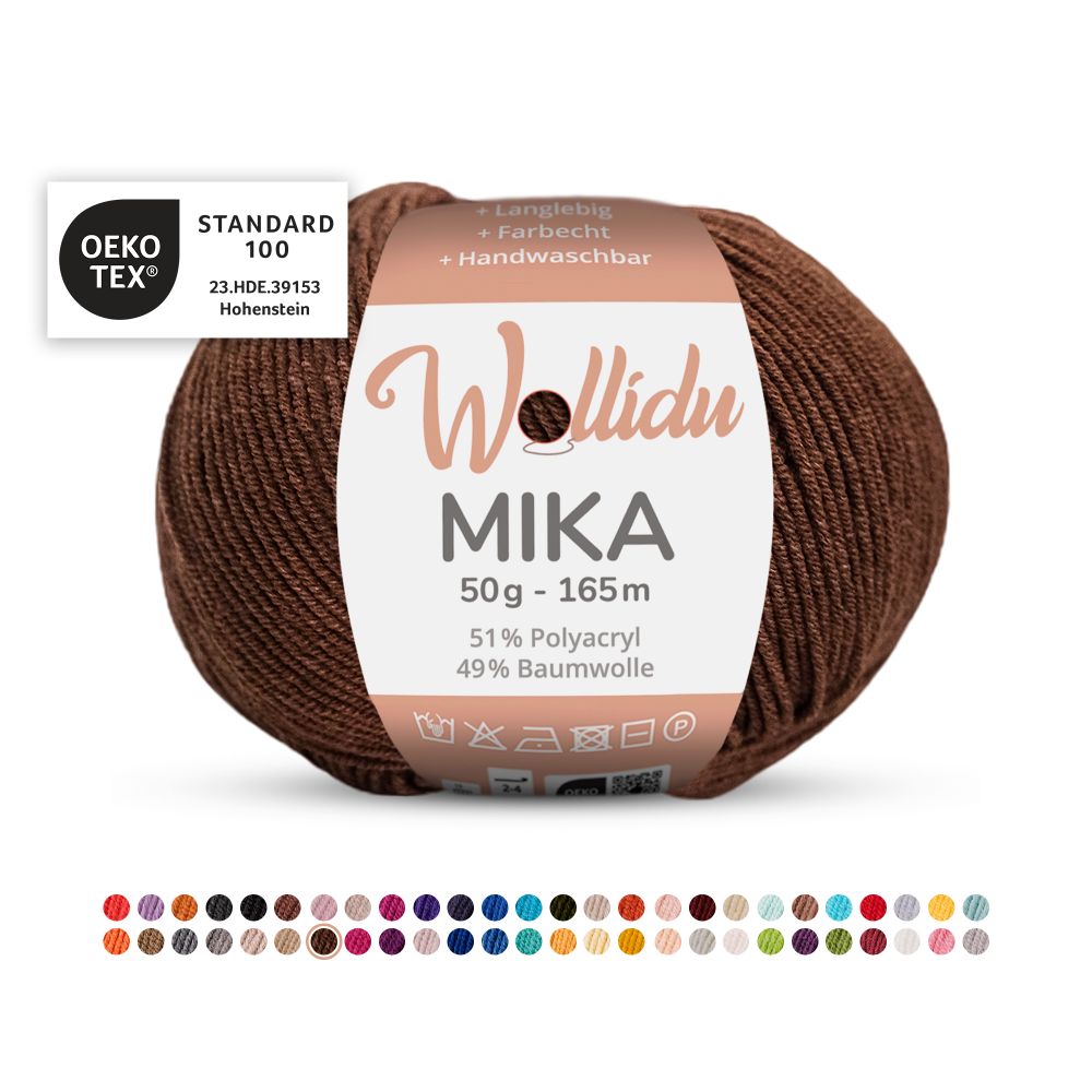 Baumwoll-Polyacryl Garn 50g 165m – 51% Polyacryl 49% Baumwolle – Wollidu Mika