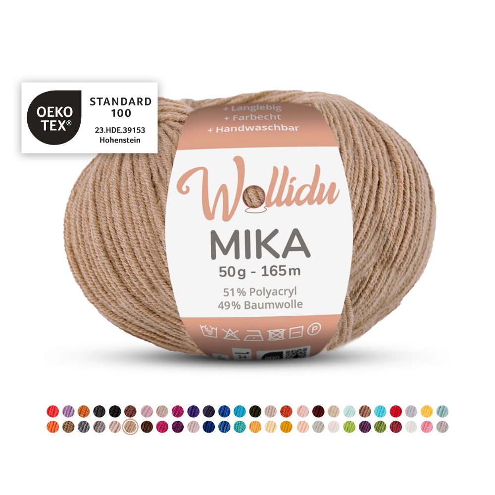 Baumwoll-Polyacryl Garn 50g 165m – 51% Polyacryl 49% Baumwolle – Wollidu Mika