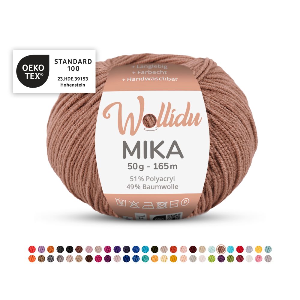 Baumwoll-Polyacryl Garn 50g 165m – 51% Polyacryl 49% Baumwolle – Wollidu Mika