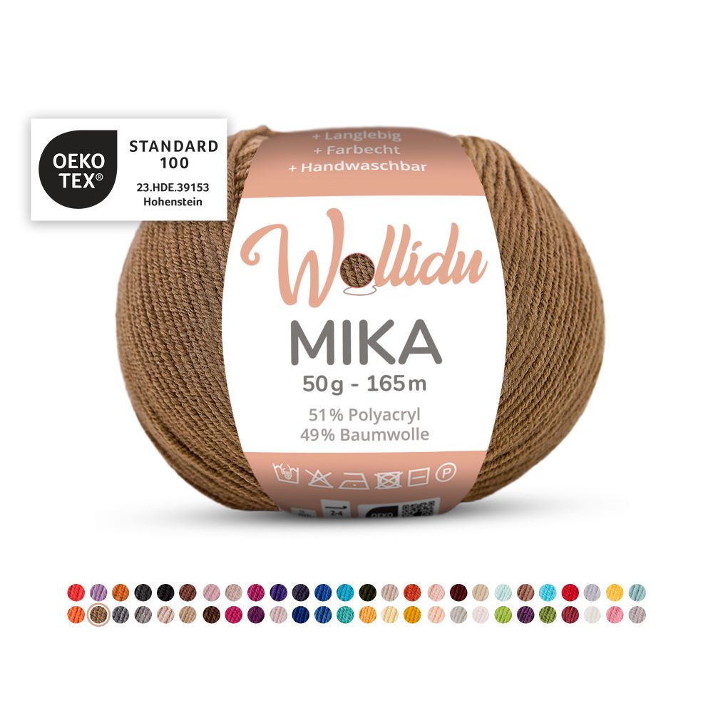 Baumwoll-Polyacryl Garn 50g 165m – 51% Polyacryl 49% Baumwolle – Wollidu Mika