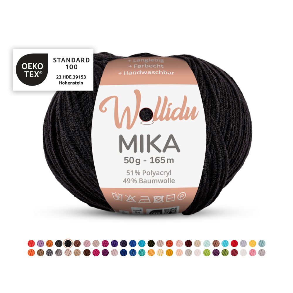 Baumwoll-Polyacryl Garn 50g 165m – 51% Polyacryl 49% Baumwolle – Wollidu Mika