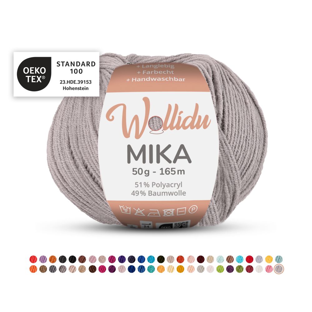 Baumwoll-Polyacryl Garn 50g 165m – 51% Polyacryl 49% Baumwolle – Wollidu Mika