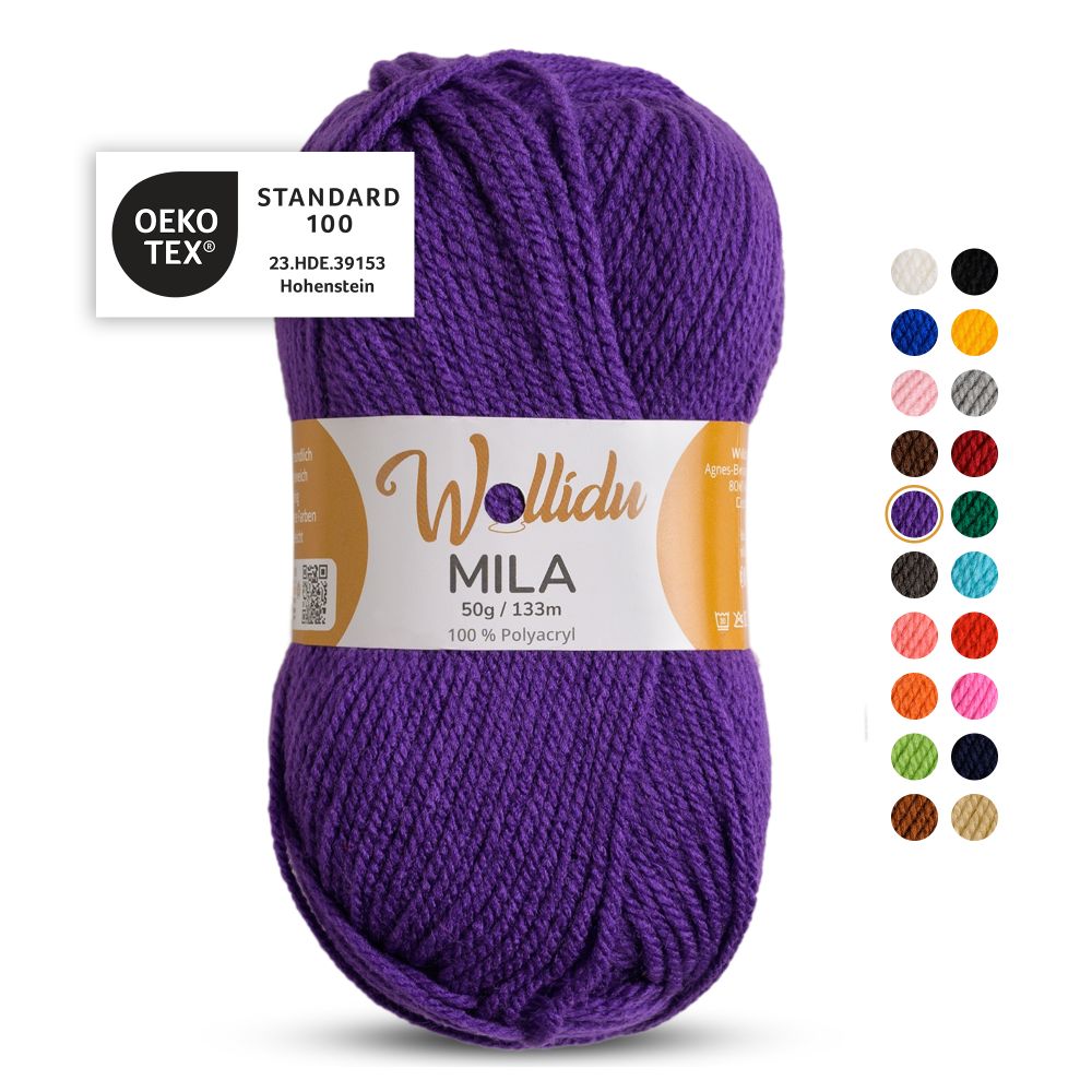 Acrylgarn 50g 133m – 100% Polyacryl – Wollidu Mila