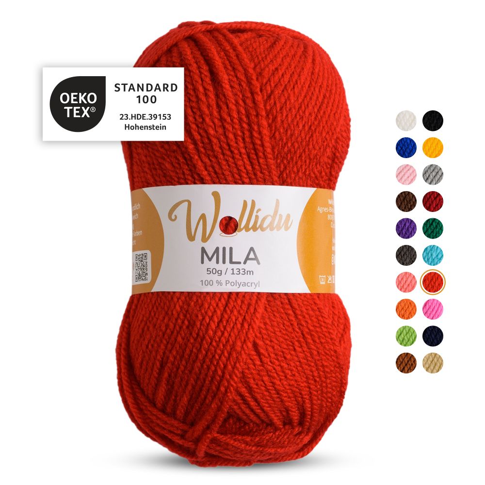 Acrylgarn 50g 133m – 100% Polyacryl – Wollidu Mila