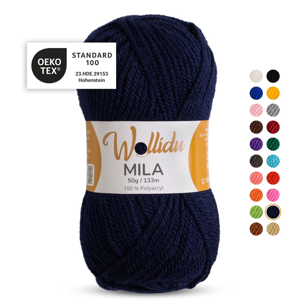 Acrylgarn 50g 133m – 100% Polyacryl – Wollidu Mila