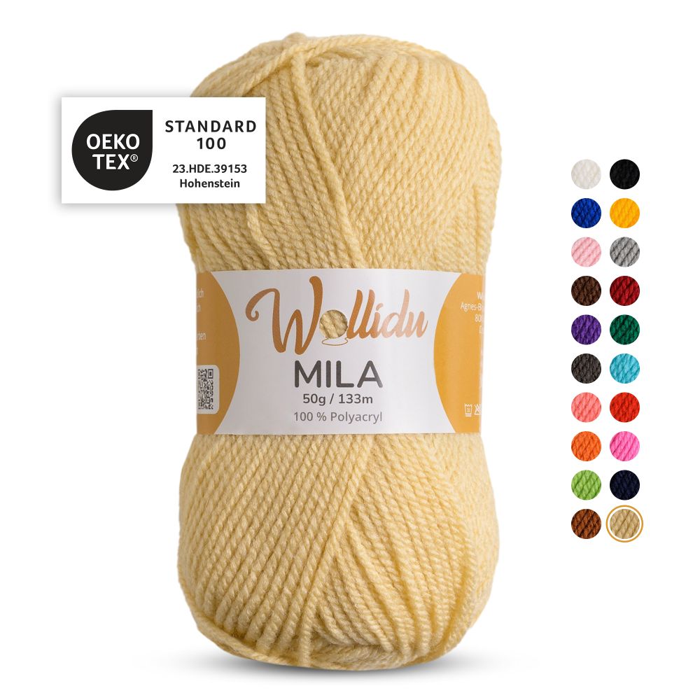Acrylgarn 50g 133m – 100% Polyacryl – Wollidu Mila