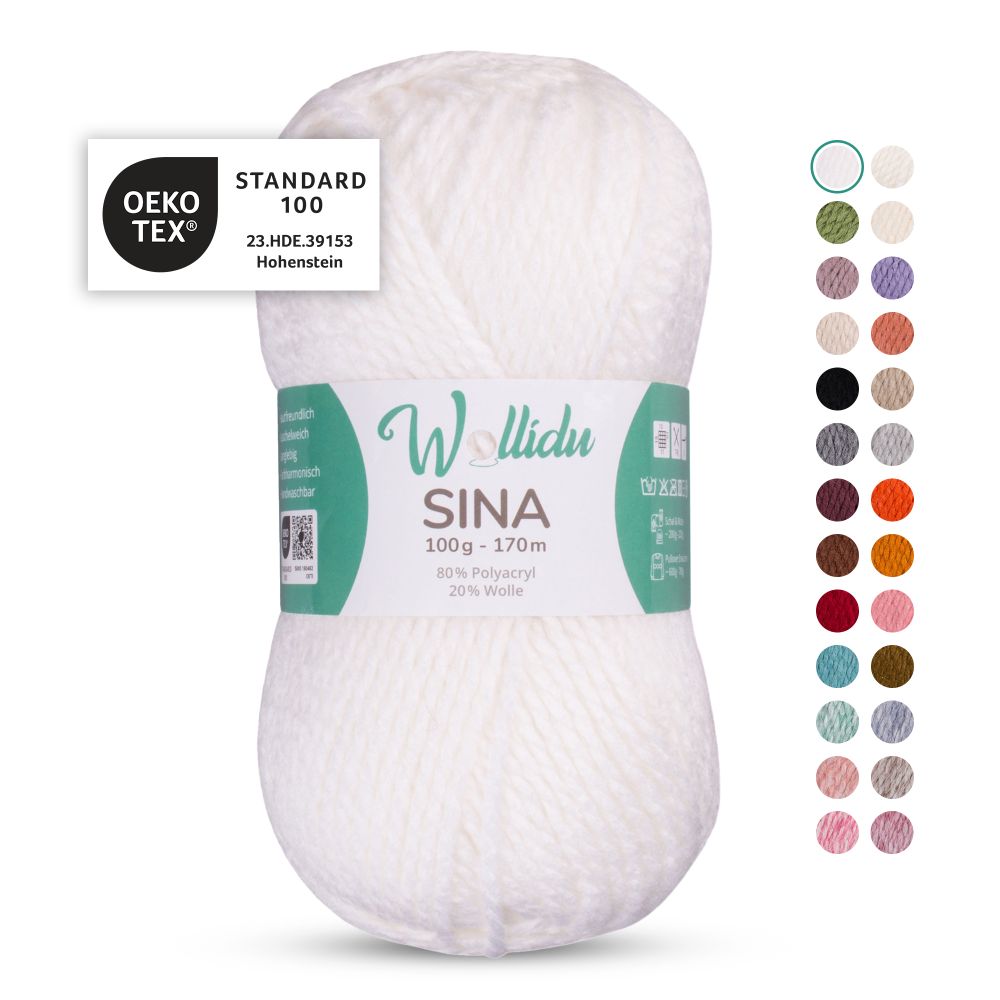 Acryl-Wollgarn 100g 170m – 80% Polyacryl 20% Wolle – Wollidu Sina