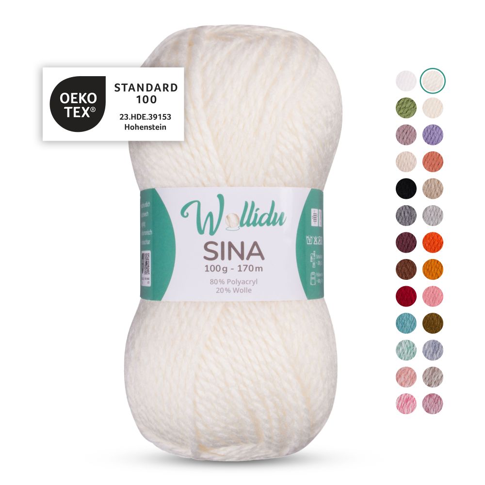Acryl-Wollgarn 100g 170m – 80% Polyacryl 20% Wolle – Wollidu Sina