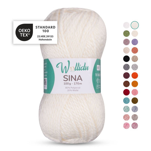Acryl-Wollgarn 100g 170m – 80% Polyacryl 20% Wolle – Wollidu Sina