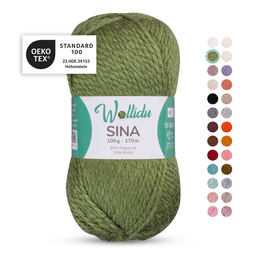 Acryl-Wollgarn 100g 170m – 80% Polyacryl 20% Wolle – Wollidu Sina