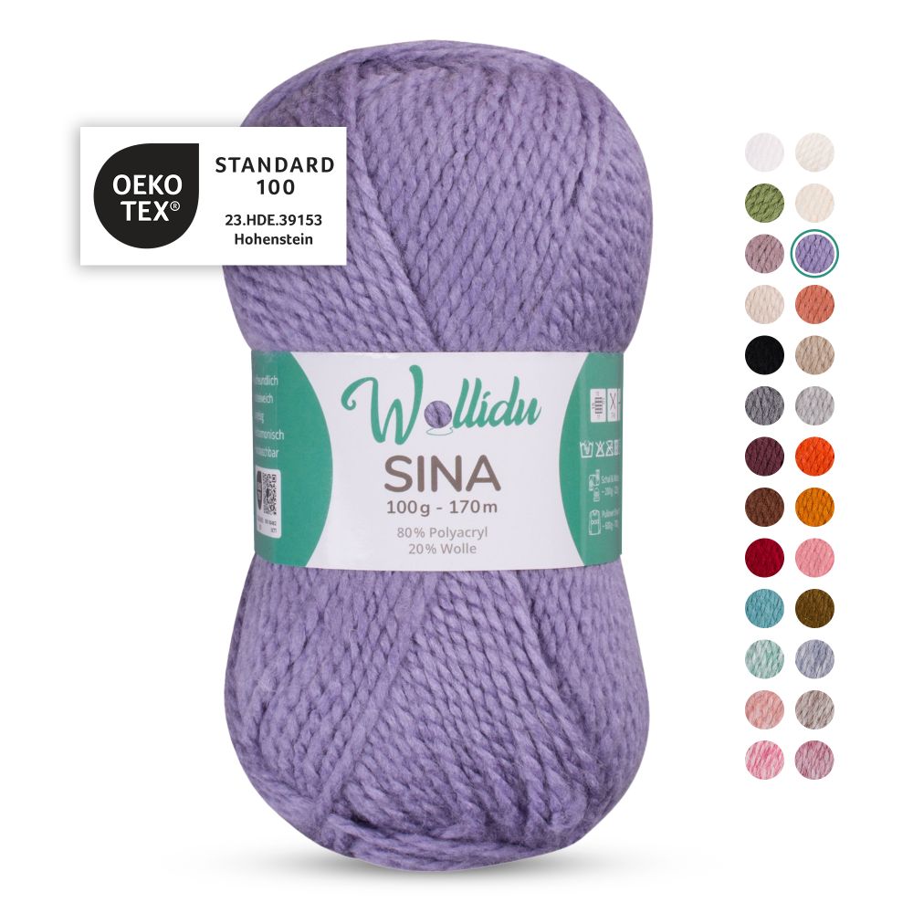 Acryl-Wollgarn 100g 170m – 80% Polyacryl 20% Wolle – Wollidu Sina