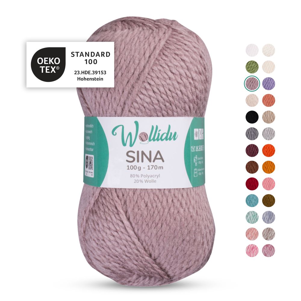 Acryl-Wollgarn 100g 170m – 80% Polyacryl 20% Wolle – Wollidu Sina