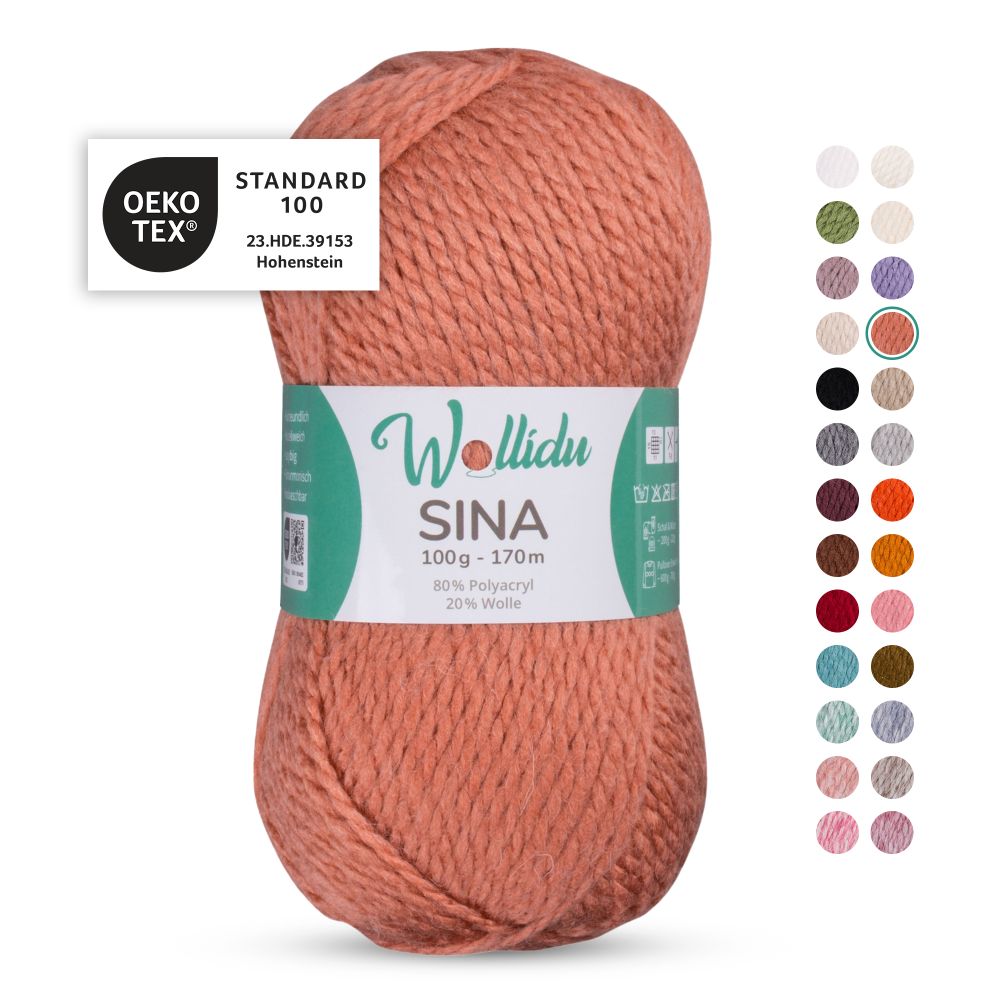 Acryl-Wollgarn 100g 170m – 80% Polyacryl 20% Wolle – Wollidu Sina