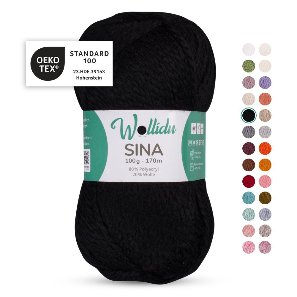 Acryl-Wollgarn 100g 170m – 80% Polyacryl 20% Wolle – Wollidu Sina
