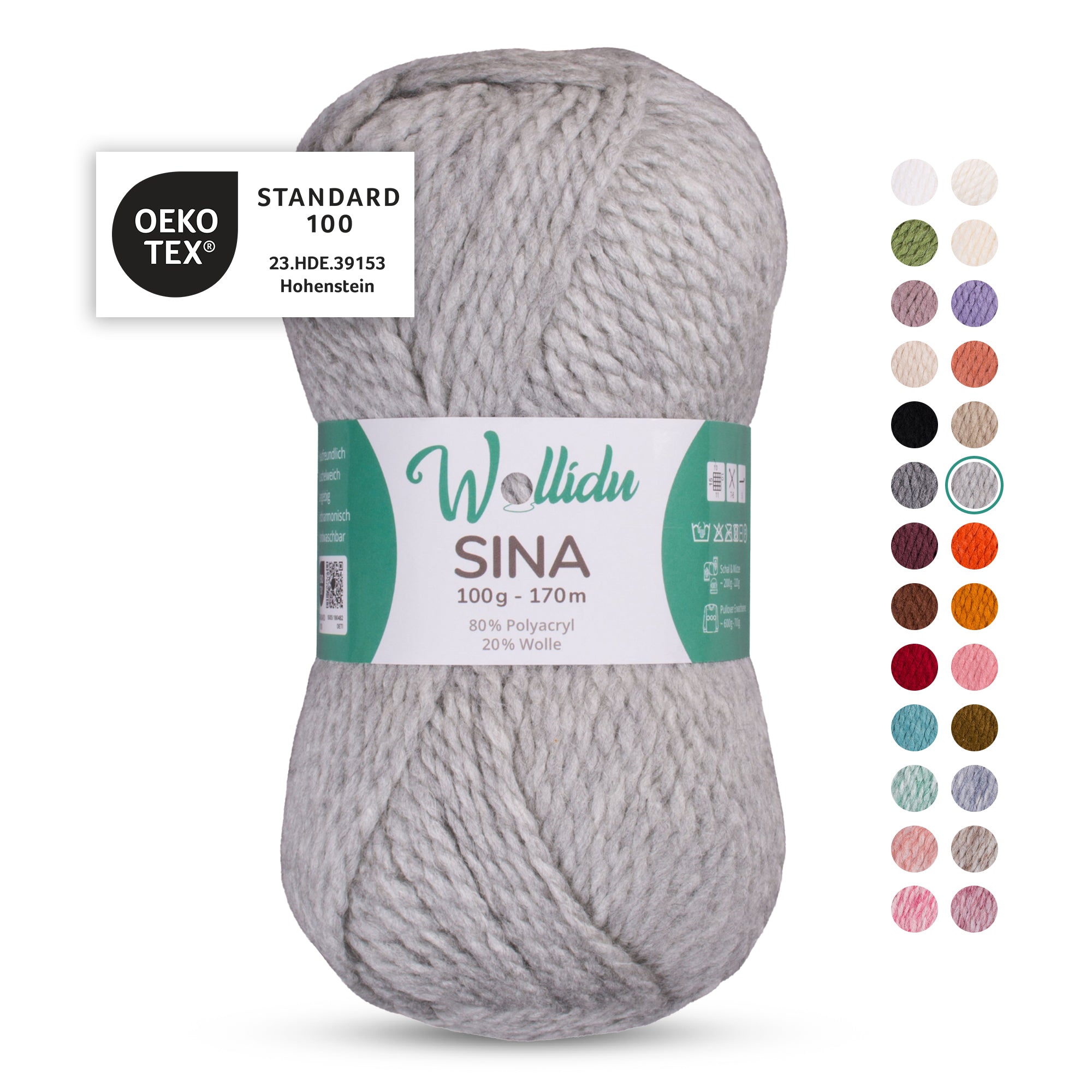 Acryl-Wollgarn 100g 170m – 80% Polyacryl 20% Wolle – Wollidu Sina